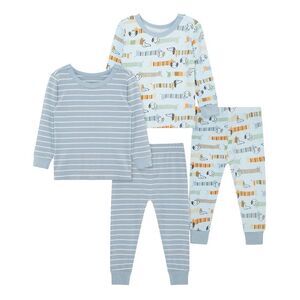 Little Me Baby-Boys  4Pc Puppy Bamboo Pajama Set, Blue